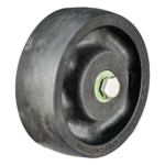 4-inch Black Heateater wheel with crown tread and Quad X bearings designed for high-temperature applications up to 550 degrees, suitable for light to medium-duty use."