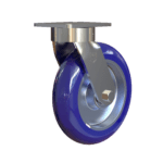 X50P38280ULRG - Heavy Duty Caster with Premium Zinc-Plated Yoke and Blue Polyurethane Wheel on Aluminum Core - Front View