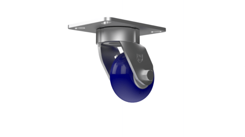 X50P74280ULRG medium/heavy-duty caster with a 4-inch Ergonomic TPU on aluminum wheel, zinc-plated steel with lacquer dip yoke, and 4 ½ x 6 1/4 inch plate mount.