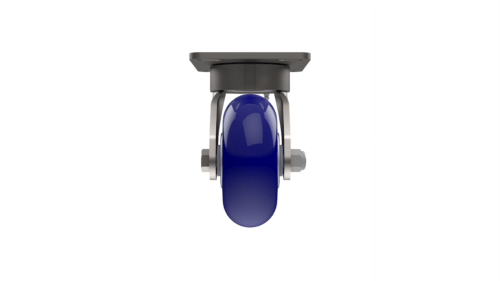 X50P75280ULXR medium/heavy-duty caster with a 5” x 2” Ergonomic TPU on aluminum wheel, zinc-plated steel with lacquer dip yoke, and 4 1/2" x 6 1/4" inch plate mount with extended offset.