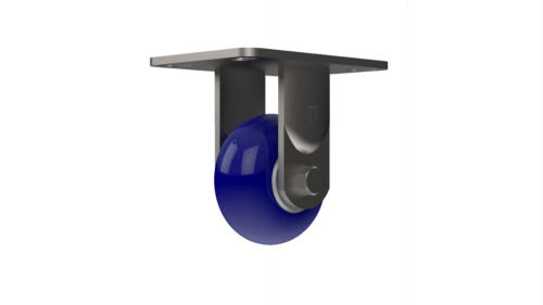 X52P74280ULRG medium/heavy-duty caster with a 4” x 2” Ergonomic TPU on aluminum wheel, zinc-plated steel with lacquer dip yoke, and 4 1/2" x 6 1/4" inch plate mount.