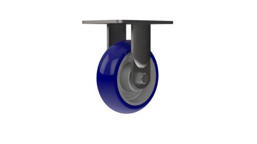 X52P76280ULRG medium/heavy-duty caster with a 6” x 2” Ergonomic TPU on aluminum wheel, zinc-plated steel with lacquer dip yoke, and 4 1/2" x 6 1/4" inch plate mount.