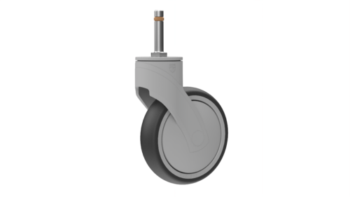 Product image of the P25F2DB6G3X caster, showcasing 5” TPR with 7/16” X 1 3/4” round friction stem mount.