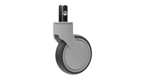 Product image of the P25S5DB6G3X caster, showcasing 5” TPR with .845” square stem mount.