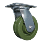 Z40P3521NPKF green high-temperature wheel caster with zinc-plated yoke and 4x4.5 inch plate mount.