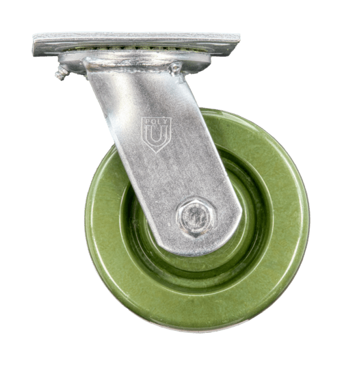 Z40P3521NPKF green high-temperature wheel caster with zinc-plated yoke and 4x4.5 inch plate mount.