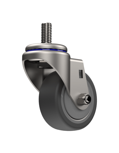 Z20AE34NEDE - 3-inch zinc-plated steel swivel caster with dual precision bearing and TPR tread