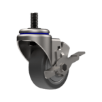Z20AE34NEDEB - Primary view of 3-inch zinc-plated steel swivel caster with side brake and dual precision bearing