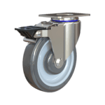 Z20P154CGDEZK - Light/Medium Duty Caster with Zinc-Plated Steel Yoke and Gray Polyurethane Wheel - Front View