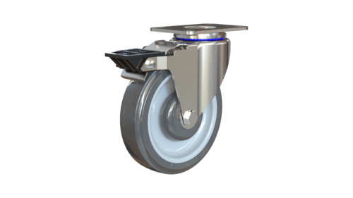 Z20P154CGDEZK - Light/Medium Duty Caster with Zinc-Plated Steel Yoke and Gray Polyurethane Wheel - Front View