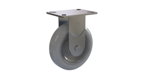 Front view of Z22P250XGEE Rigid Light/Medium Duty Caster with Zinc-Plated Steel and Softie Gray Wheel.