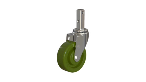 Front view of Z20SAX31NGDF caster with green epoxy resin wheel and square stem.