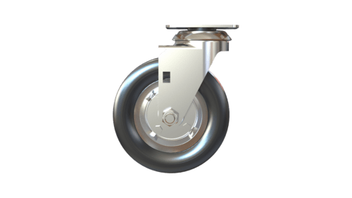 Side view of Z40P169SYOL swivel caster with zinc-plated finish and 6-inch solid rubber wheel.