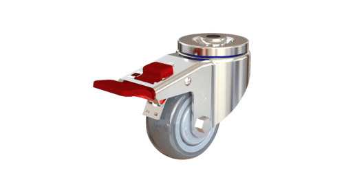Front view of C26O2BB6G3UL swivel caster with 75mm TPR wheel