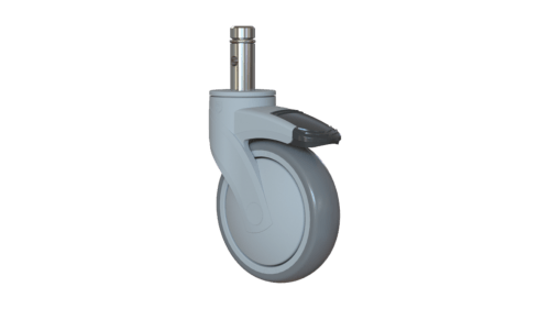 Front view of P25F0DB6G3XT swivel caster with friction stem and top brake