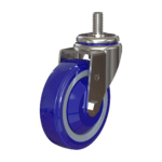 Front view of Z20AS41CLDE swivel caster with blue polyurethane wheel and zinc-plated steel bracket.