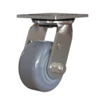 Front view of Z40P3X2NGPL swivel caster with 4 inch gray TPR wheel and full threadguard