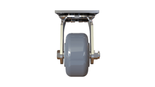 Rear view of P&H Z40P3X2NGPL caster with Quad X bearing and axle nut.